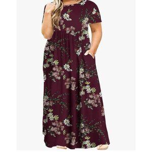 Women's Plus Size Short Sleeve Maxi Dress with Pockets